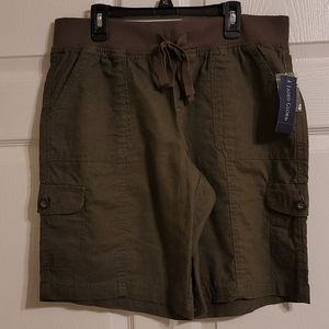 Faded Glory Green, Linen, stretchy, Bermuda Shorts